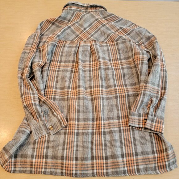 Gray & Orange Women's Flannel Button Up Shirt Small - Picture 3 of 3